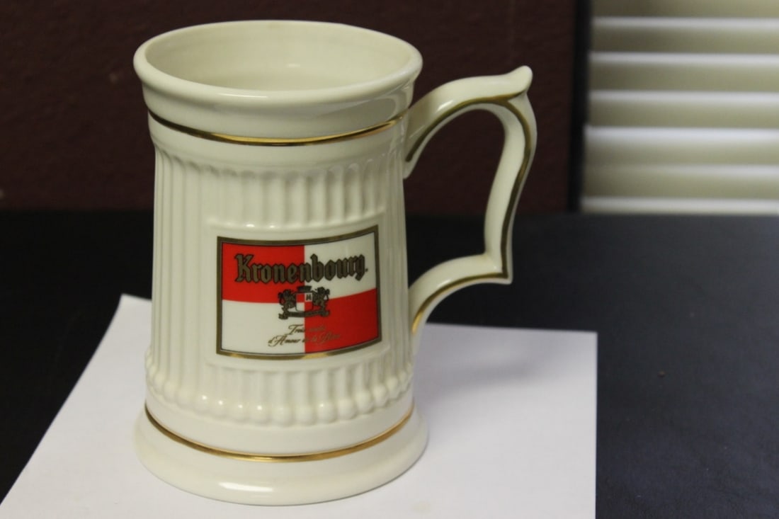 A Franklin Mint Kronenbourg Beer Mug: 6 1/4" tall