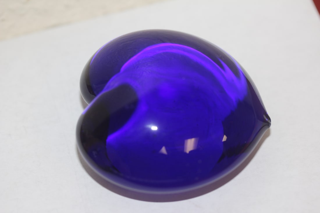Blue Heart Shape Paperweight: 2 1/2" across