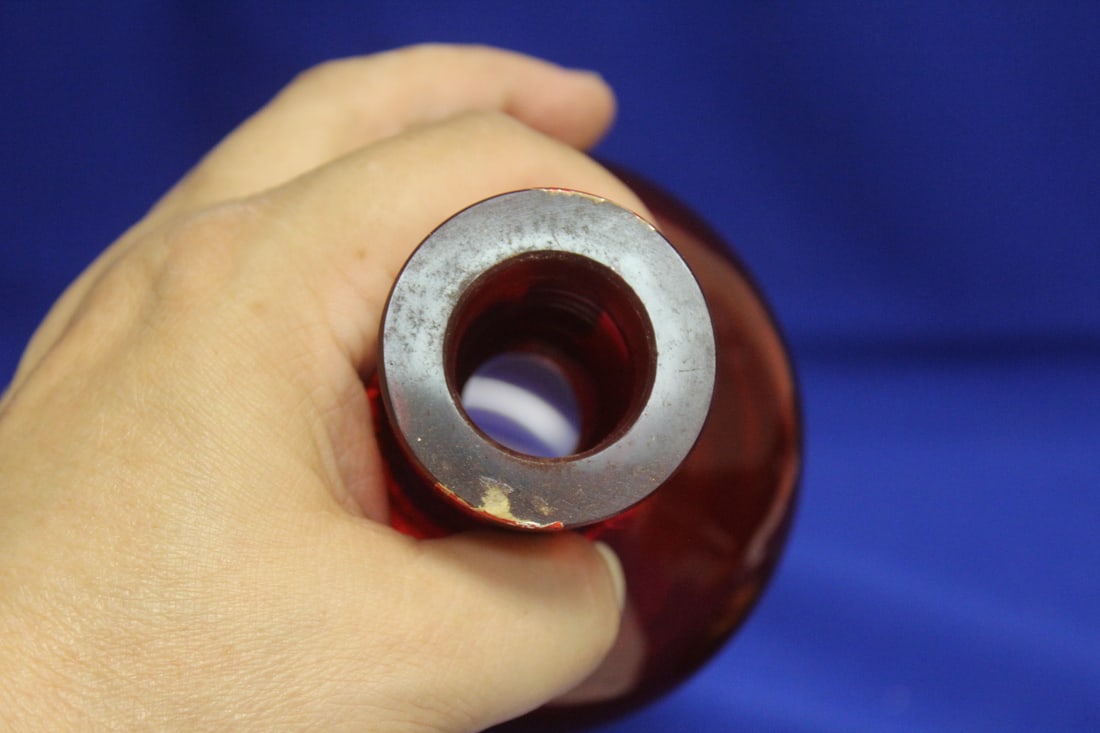 A Ruby Red Artglass Decanter - 5