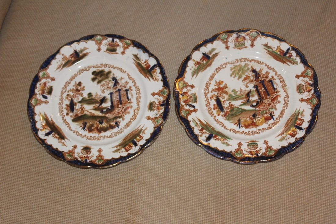 Pair of Antique Oriental Motief Plates (1 of 6)