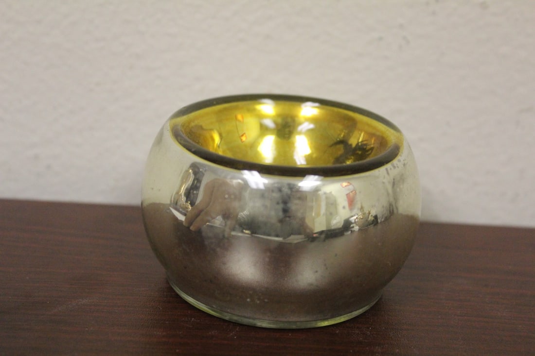 A Mercury Glass Cup: 3" across