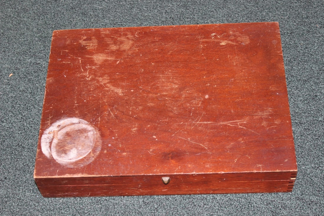 A Wooden Utensil Case/Box: 15 1/4" x 11 1/4"