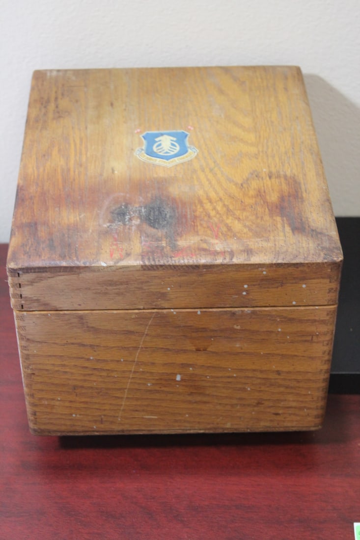 A Wooden Filing Box: probably oak - 10 1/8" x 6 1/2" x 9"