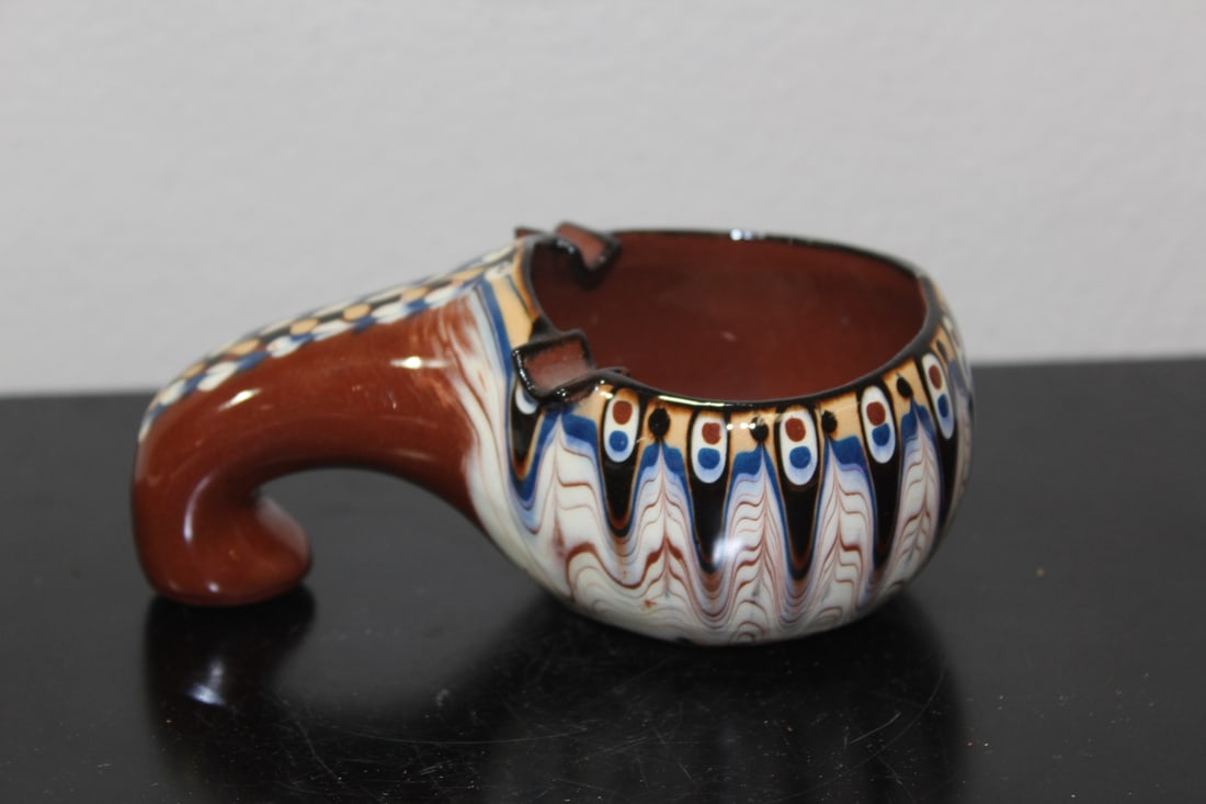 A Decorative Art Pottery Ashtray: 5 3/8" long