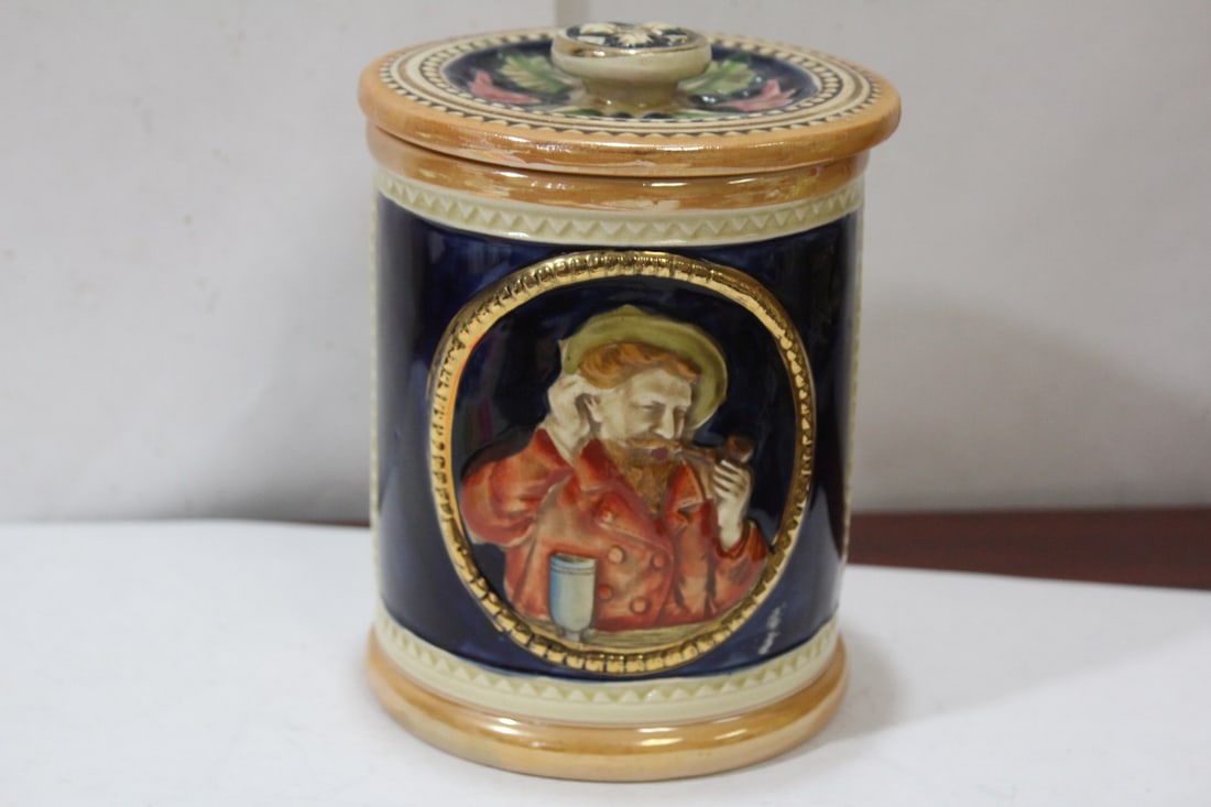 A Vintage KWC Ceramic Jar: possibly a cigar humidor - 6 1/4" tall