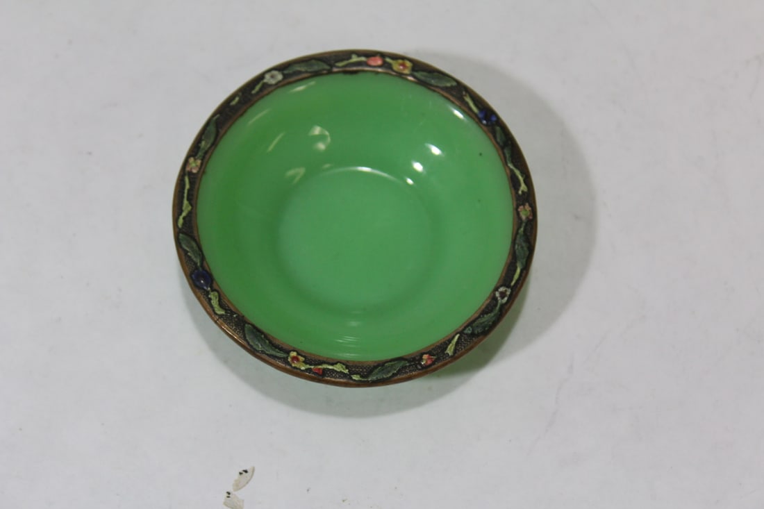 Antique/Vintage Chinese Peking Glass Enamel Dish: a sauce dish - 3 1/4" in diameter
