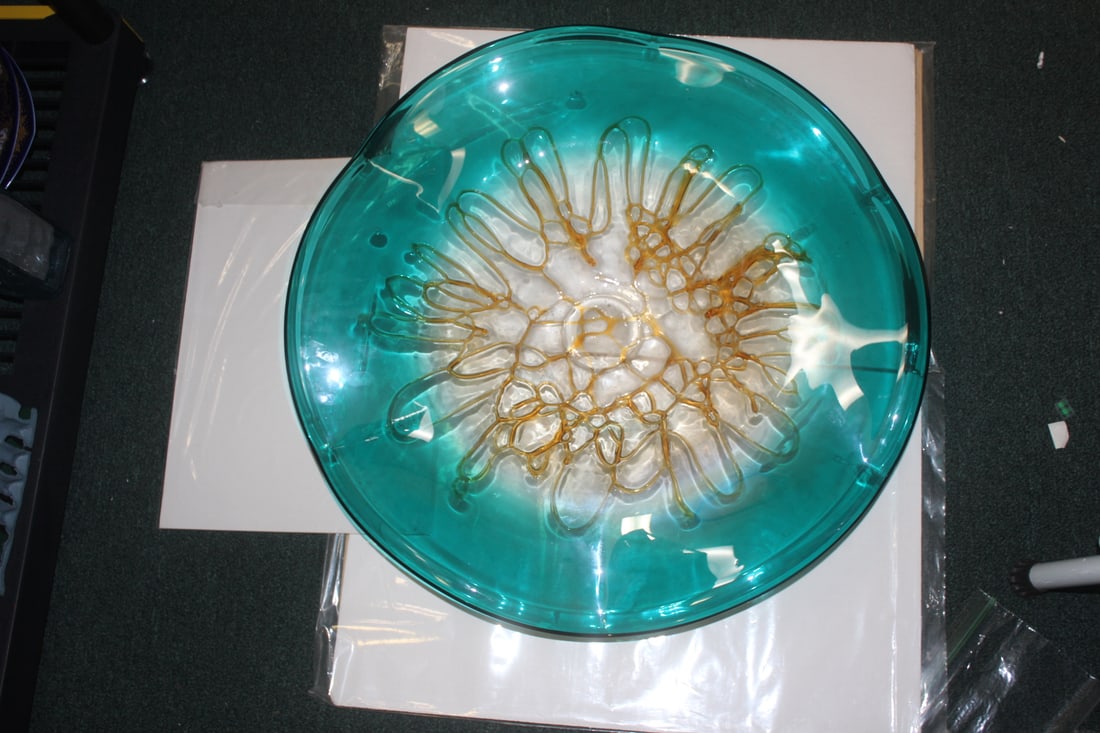 Large Artglass Bowl: 24 3/4" in diameter