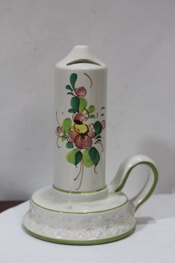 A Ceramic Bank Form Candle Stick: 7 1/2" tall