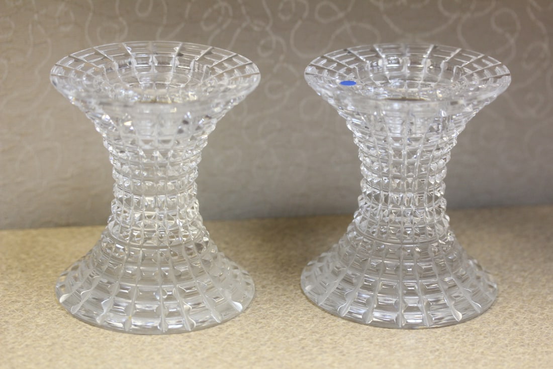 Pair of crystal candle sticks: Rosenthal, 3 1/2"
