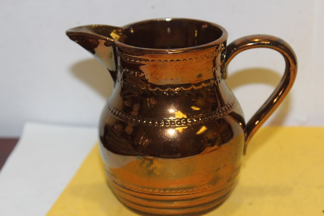 A Ceramic Lusterware Pitcher: 3 1/2" tall