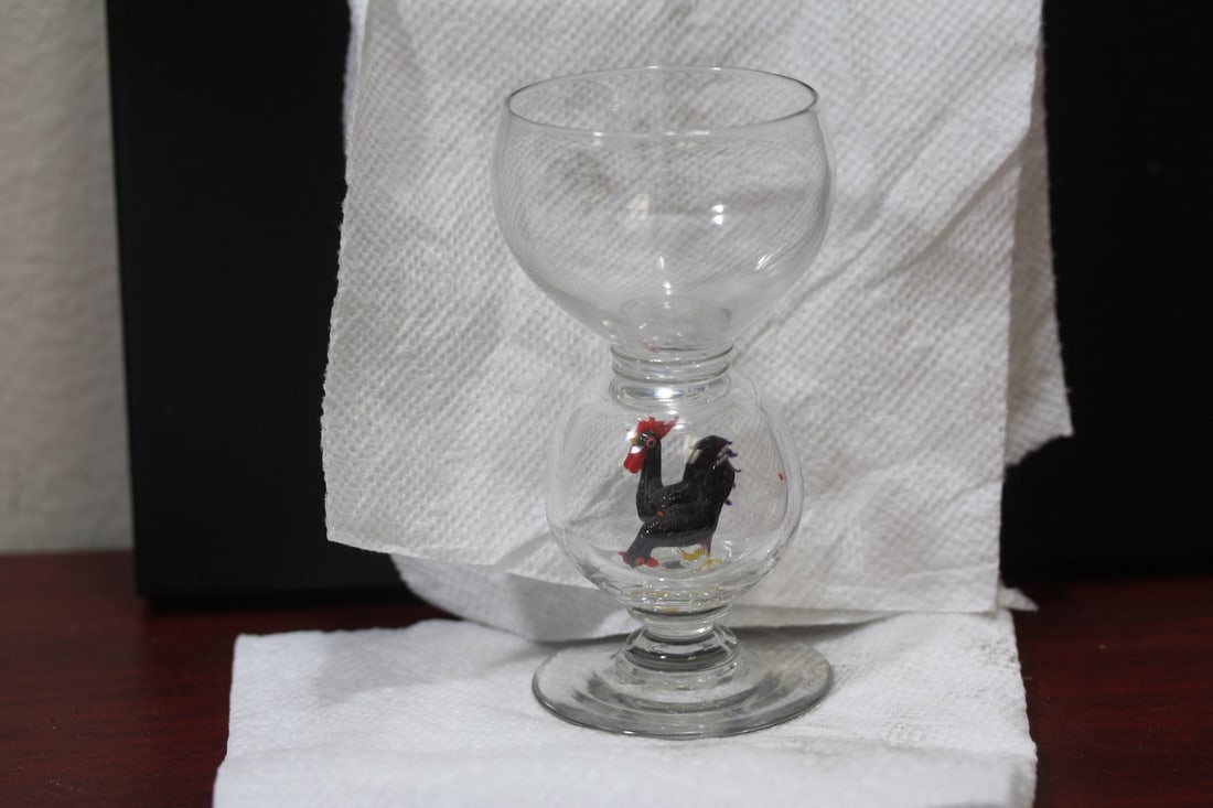 A Bimini Rooster Glass Goblet: 4 3/4" tall
