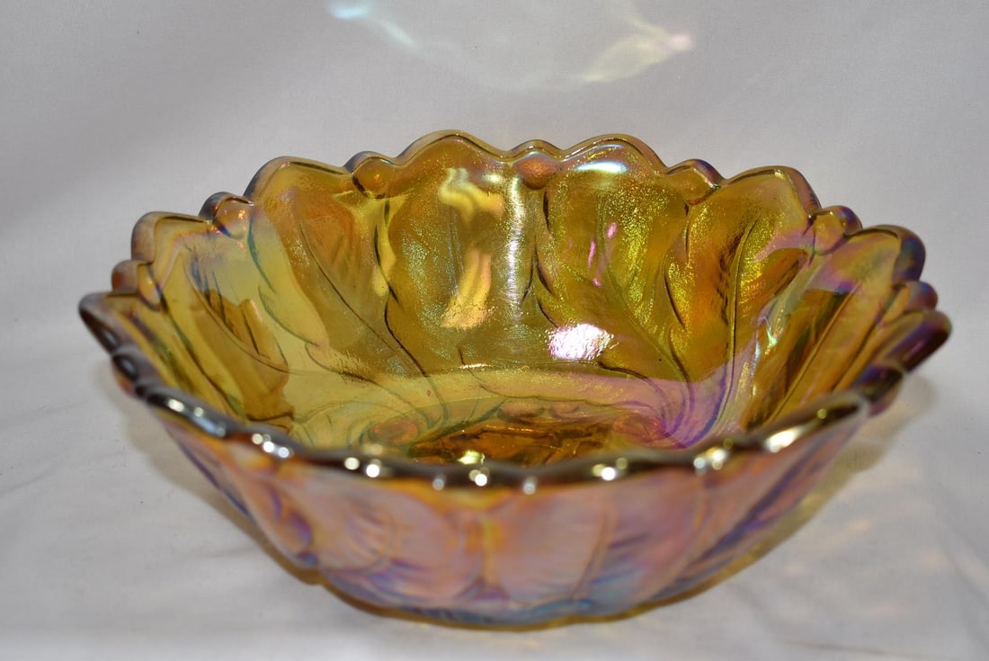 A Carnival Glass Bowl: 9" in diameter
