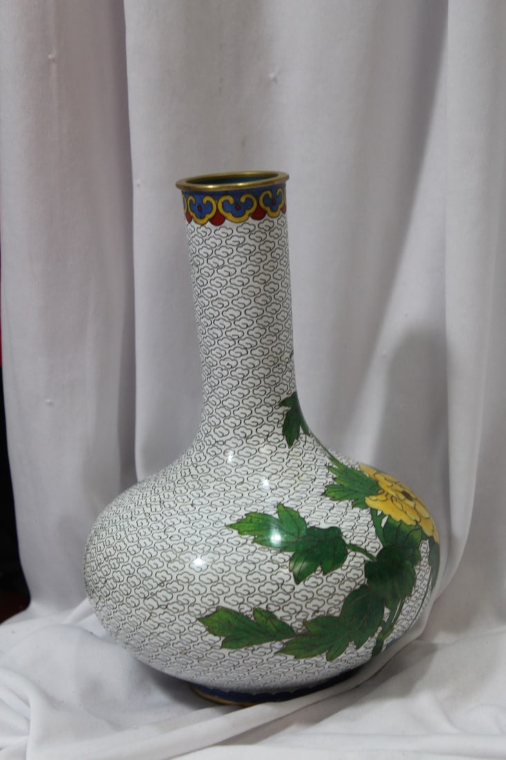 A Chinese Cloisonne Vase: rare squad form - 8 1/4" tall