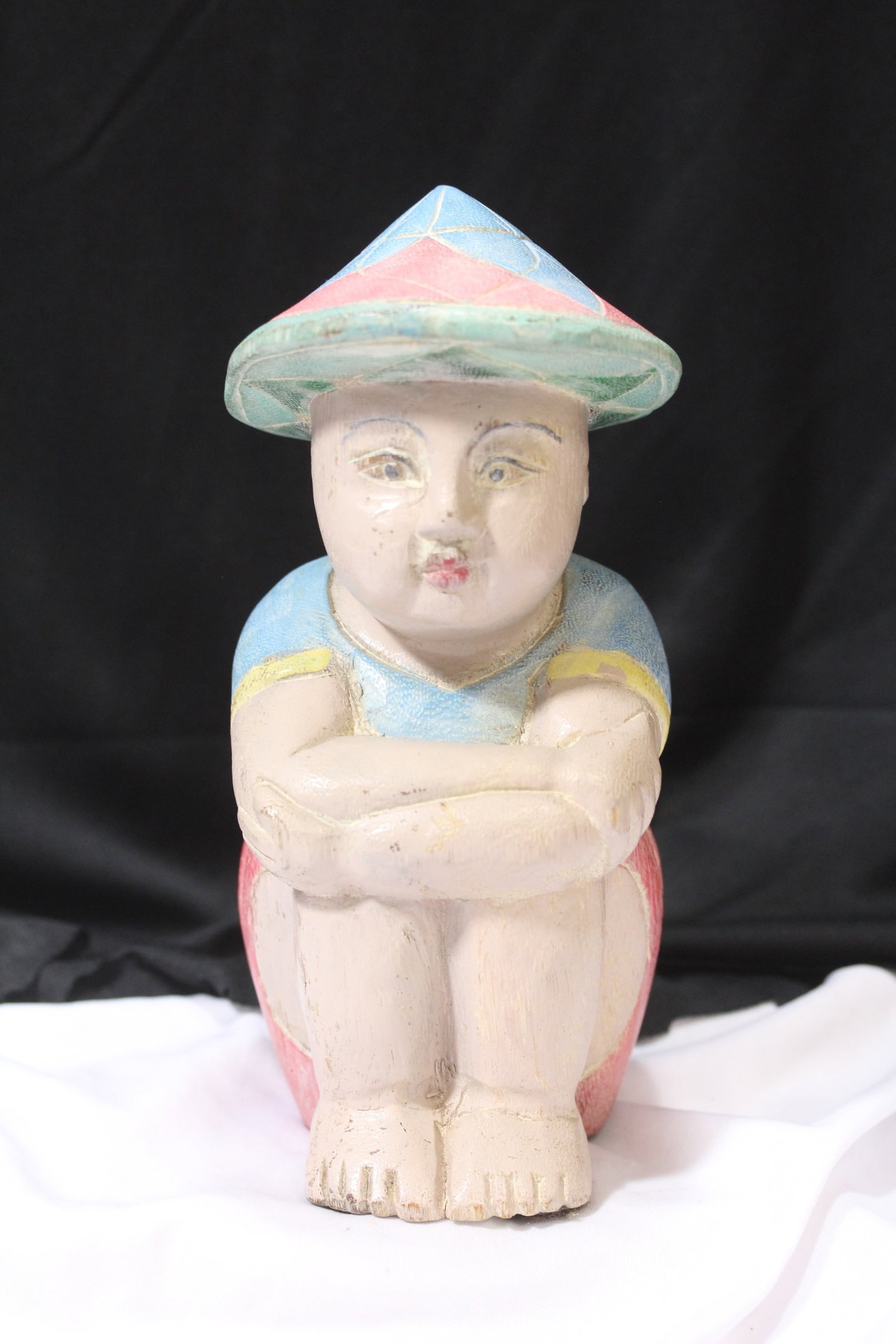 A Polychrome Woodcarving of a Boy: 8 1/2" tall
