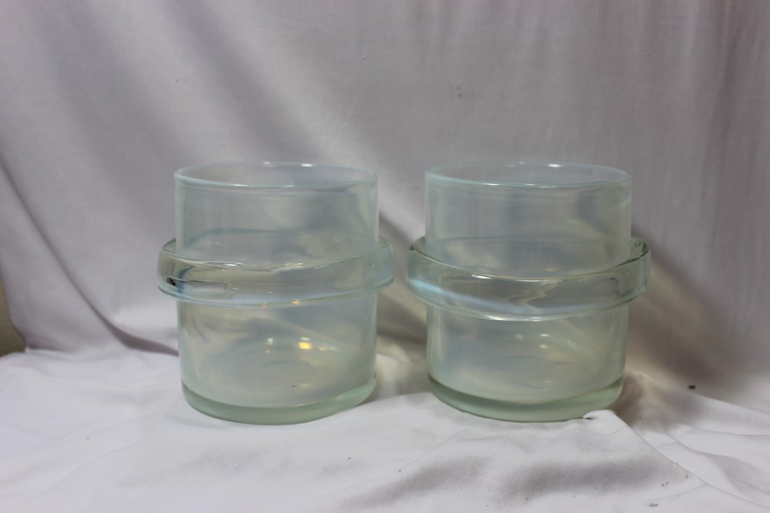 A Pair of Most Likely Murano Art Glass Container: possibly Venetian glasses - 5 3/4" tall