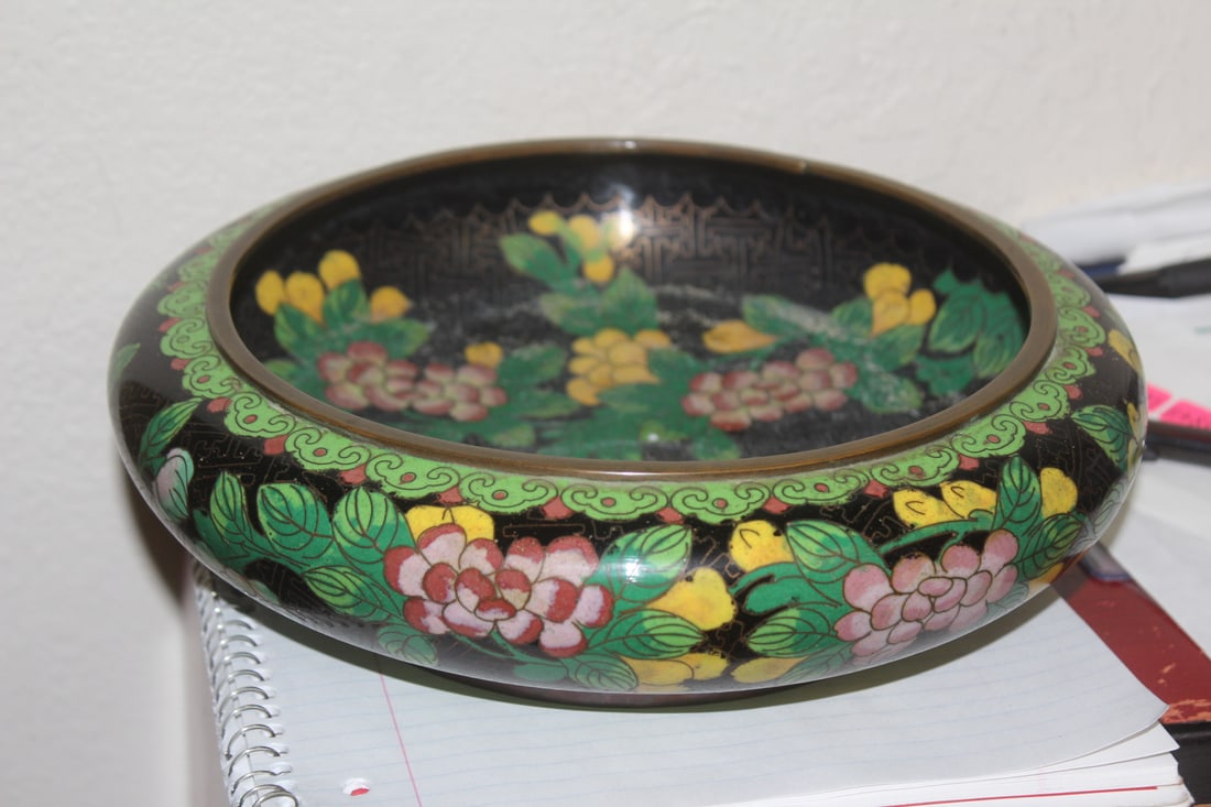 Antique Chinese Cloisonne Bowl: approximately 10" in diameter
