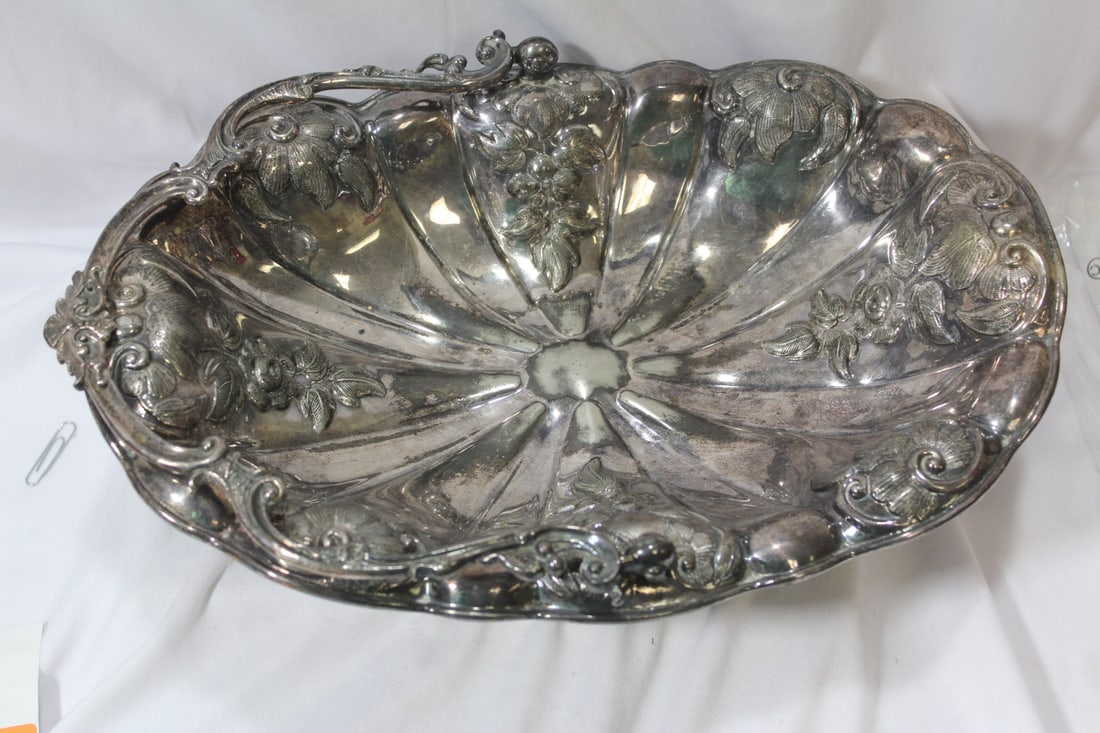 A Very Ornate Silverplated Basket: 13 1/4" across