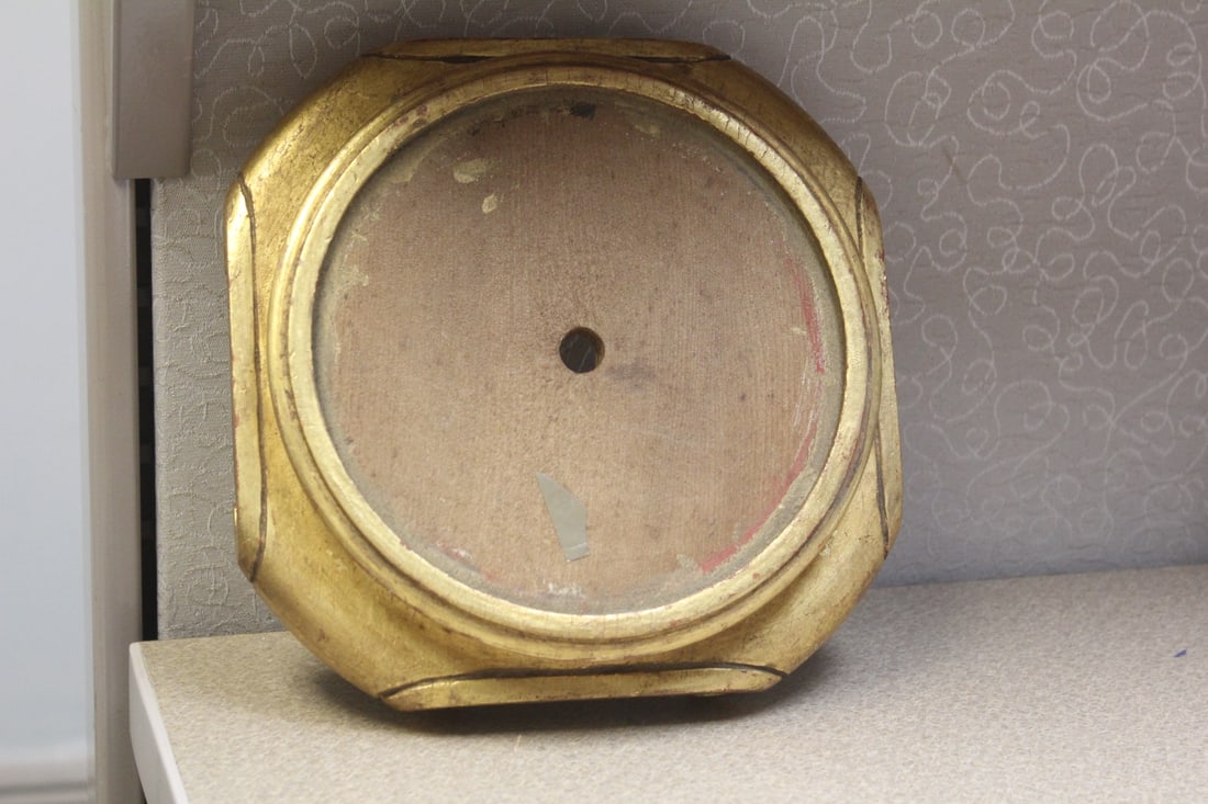 Vintage/Antique Wooden Stand: gold gilted - inside diameter= 5 3/4"