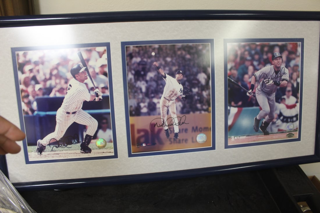 Lot of Three Autographed Photos of Derek Jeter: with authenticated label - 8"x 10"