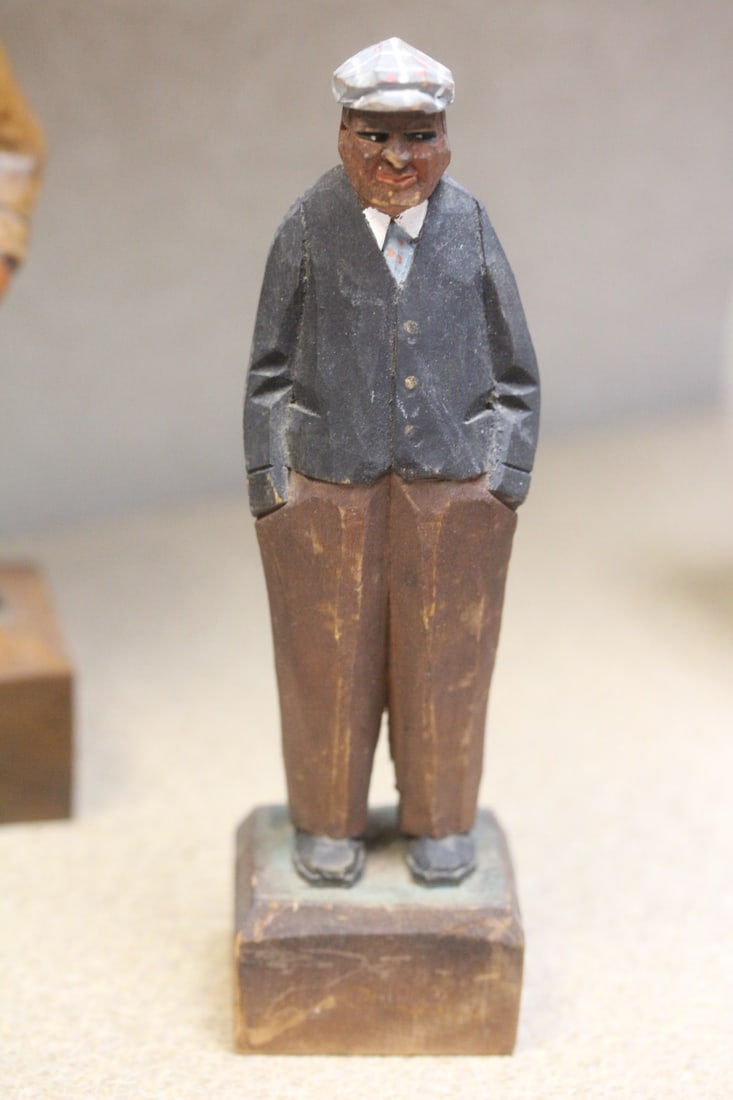 Huron Indian Carved Wooden Figurine: appeared to be pencil signed - 6 1/2" tall