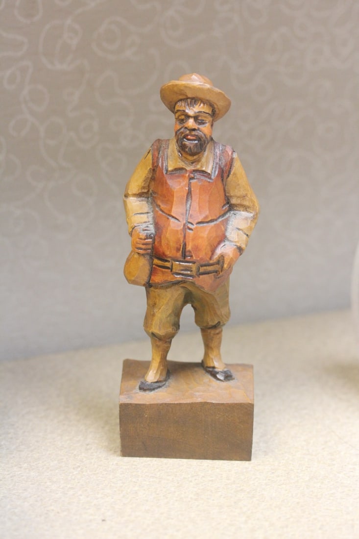 Carved Wooden Figurine: 7" tall