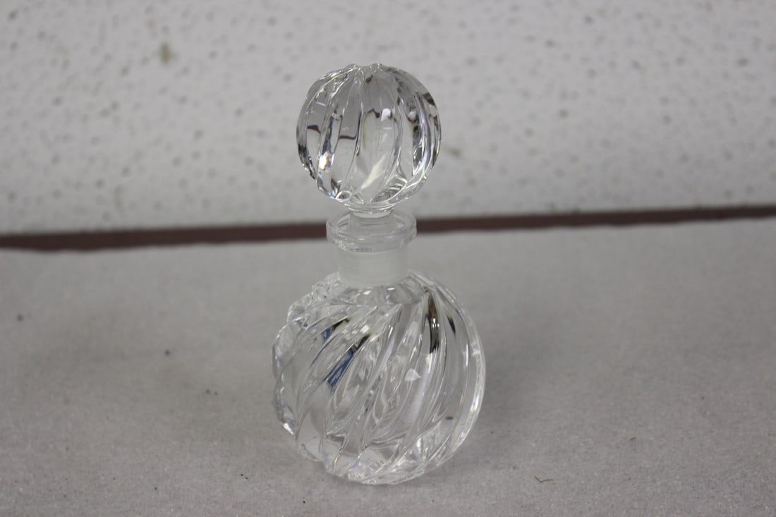 A Glass Perfume Bottle: 5 1/2" tall