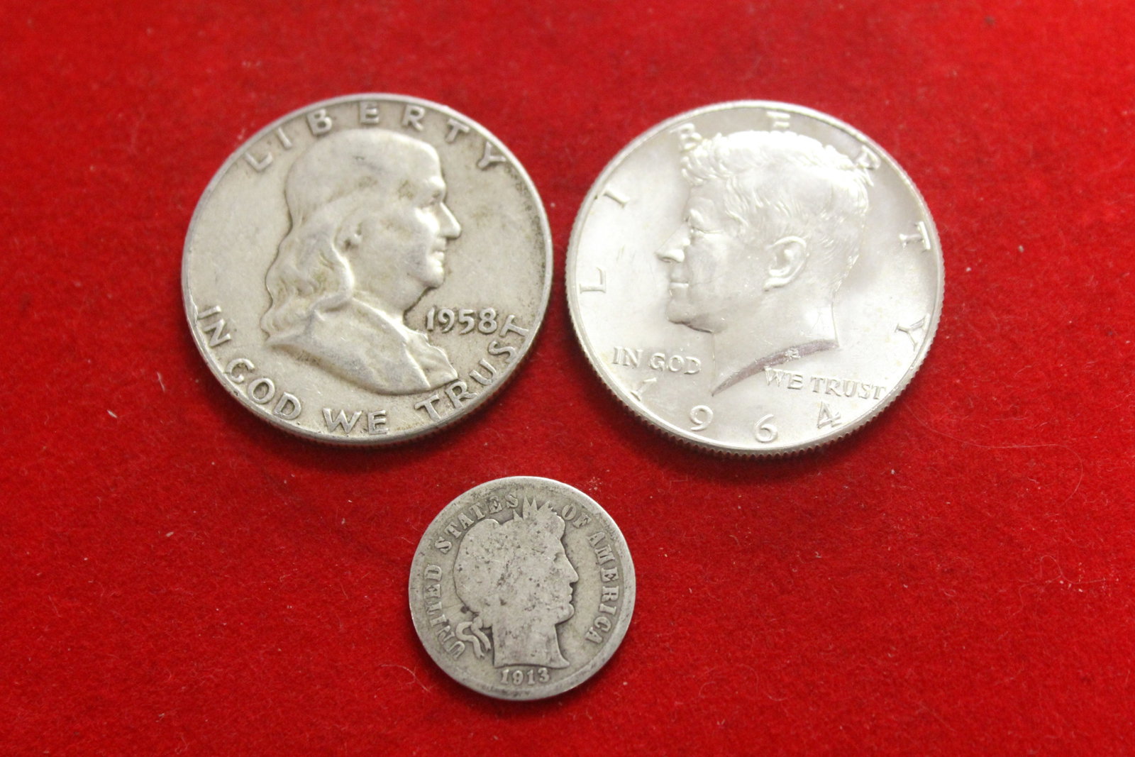 Lot of 3 90% Silver Coins: all as shown
