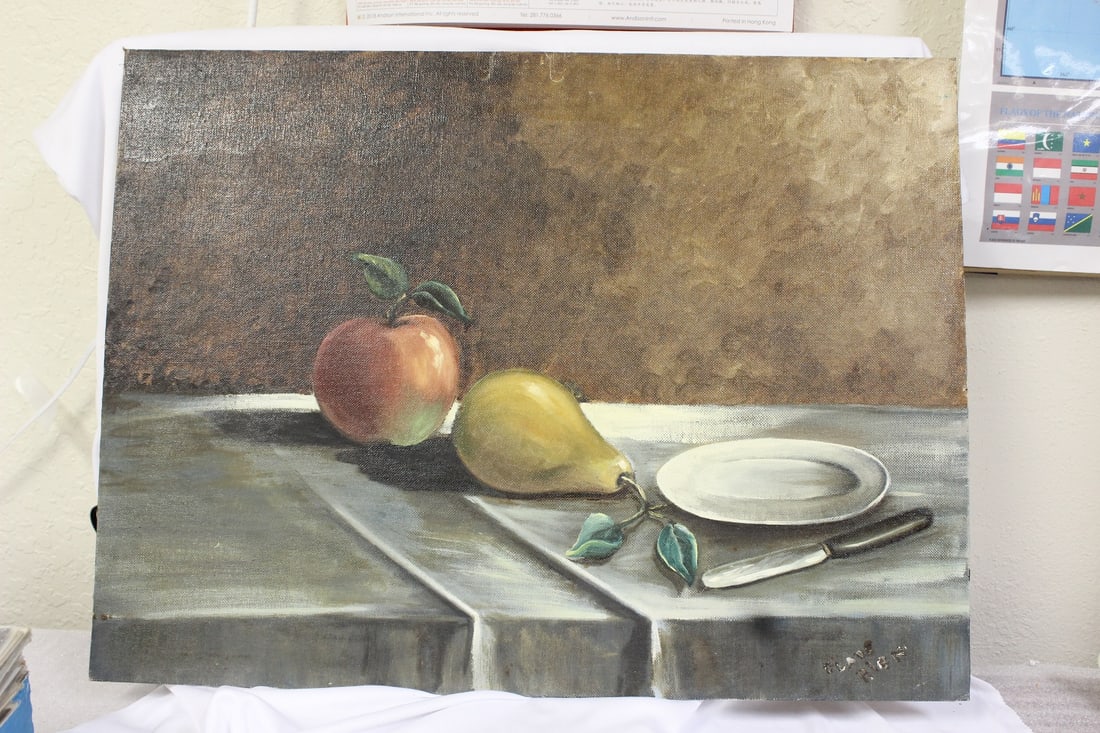 A Mid Century Oil on Board: Signed Clare Bien - unframed - 18" x 24"