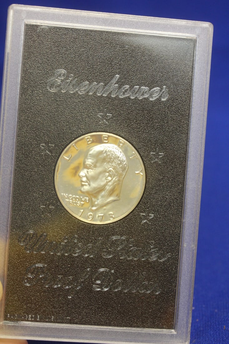 A 1973 Proof Ike Dollar: Key date - 40% silver