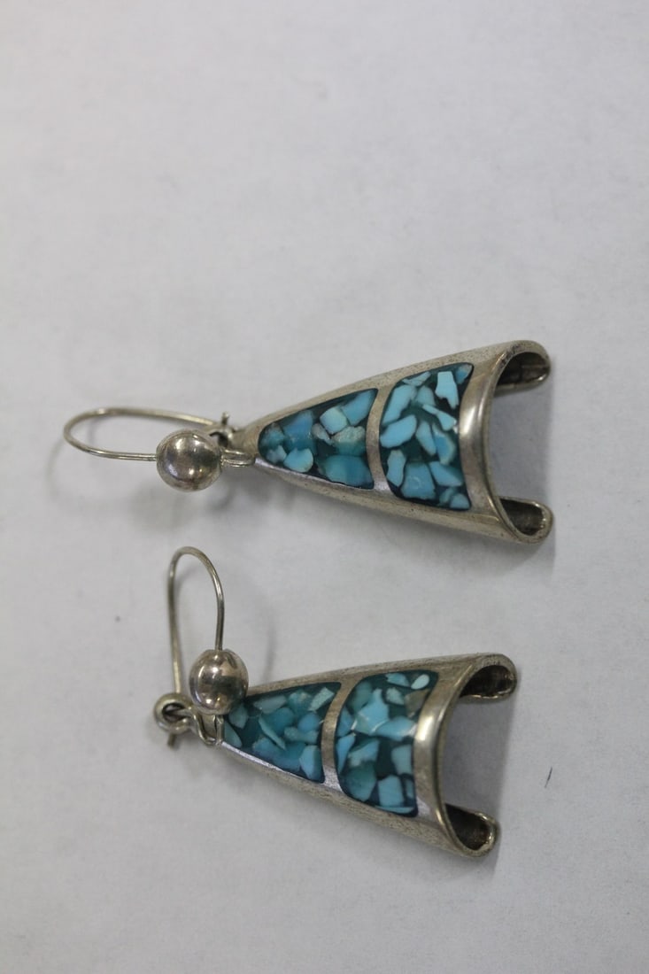 A Pair of Sterling Earrings: as shown