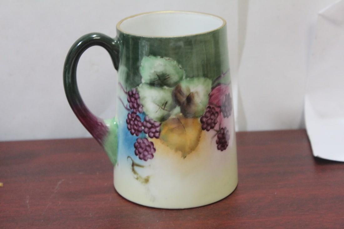 An Antique Austrian Mug: artist signed - hand painted - 4 3/4" tall