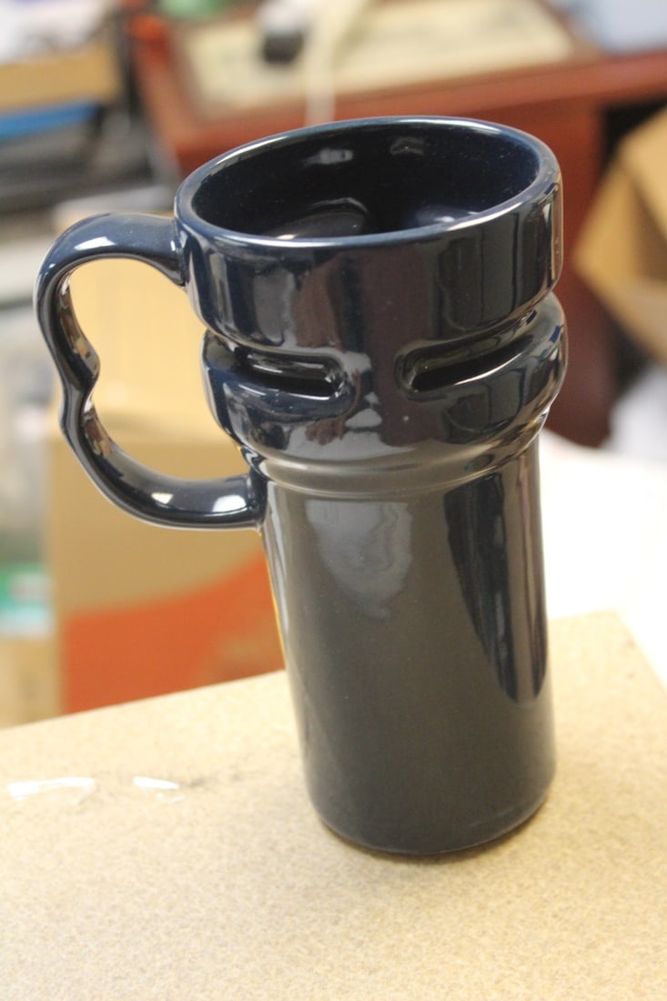 Pottery Cup: or stein - unusual design - 6 1/2" tall