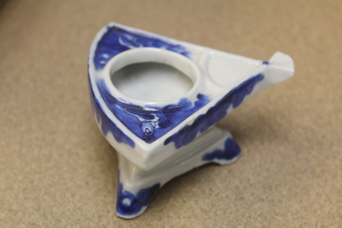 Antique Japanese Porcelain Holder: 19th century - blue and white - 3 3/4" across