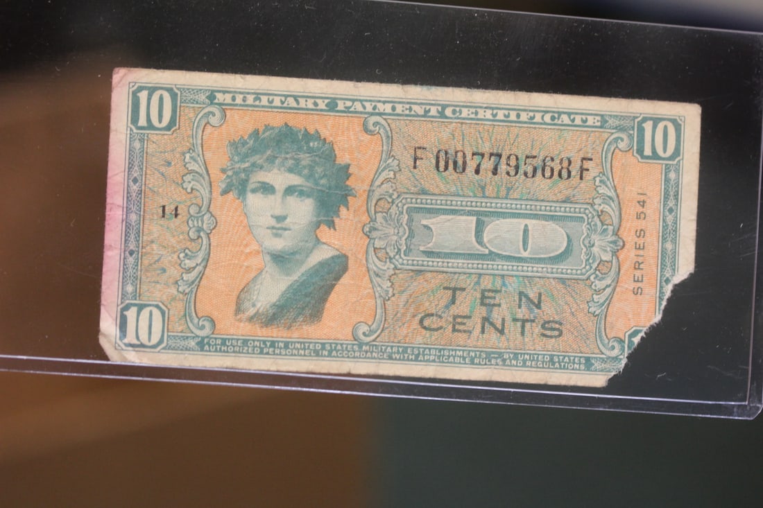 10 Cents Military Note: please note: losses, torn, low grade