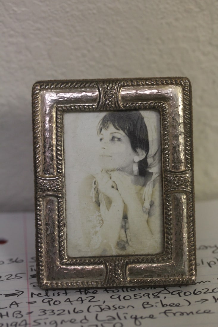 Sterling Rim Small Picture Frame: marked .925 sterling rim - retro style