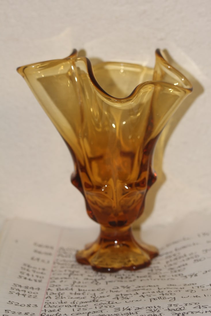 Amber Glass Vase: 6 1/2" tall