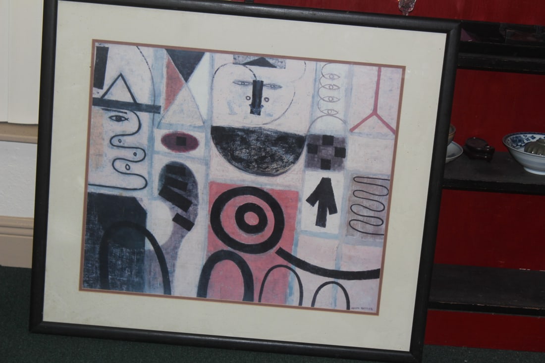 Framed Adolh Gottlieb Art Print: 36 5/8" x 32 1/4" in overall
