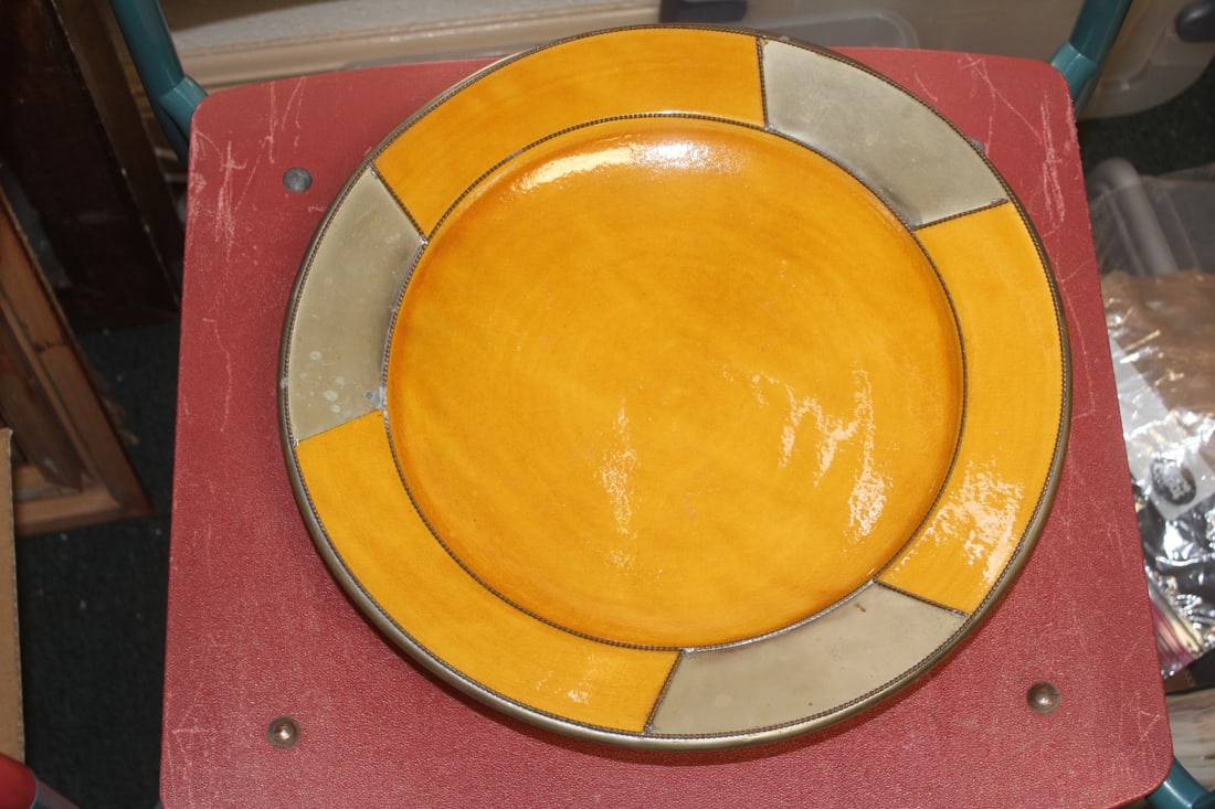 Large Islamic Clay Bowl: or charger - vintage - 13 7/8" in diameter