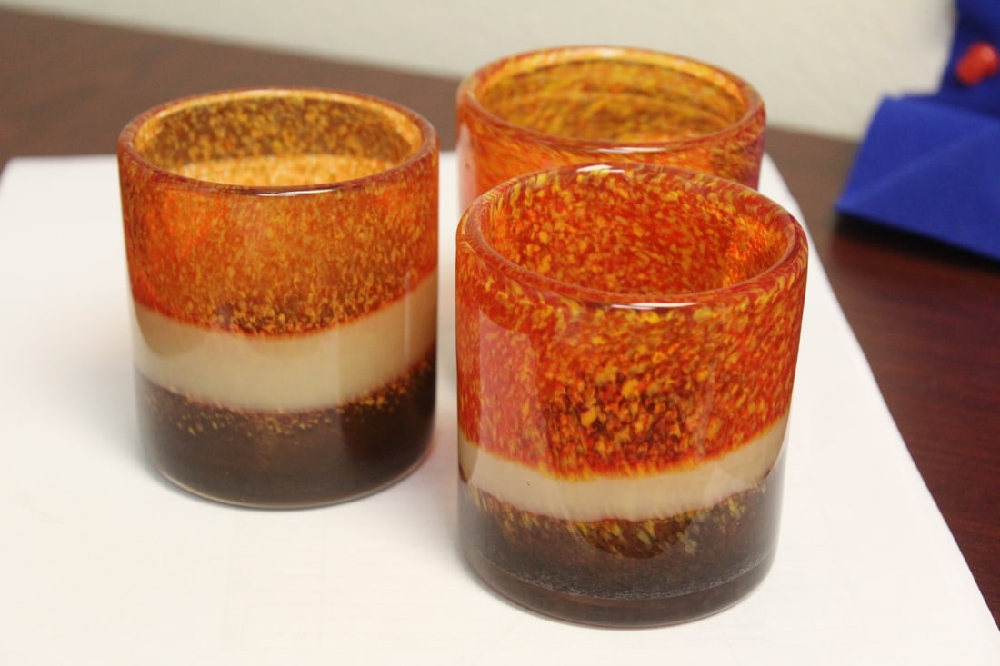 Lot of 3 Artglass Tumblers: 2 1/2" in diameter