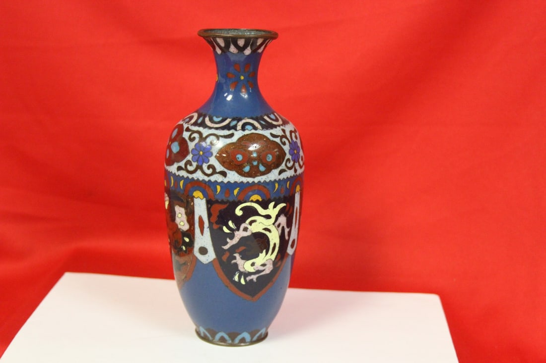 Antique Japanese Cloisonne Vase: 19th century - small bruise under the rim - 7 1/4" tall