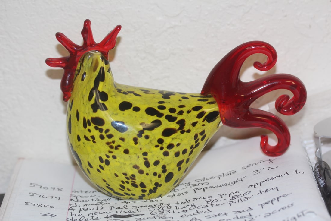 Art Glass Rooster: 6 1/2" across