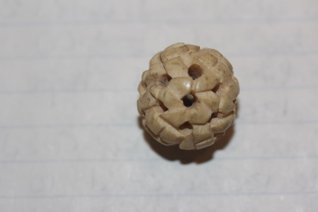 Well Carved Bone Ojime Bead: as shown on photos