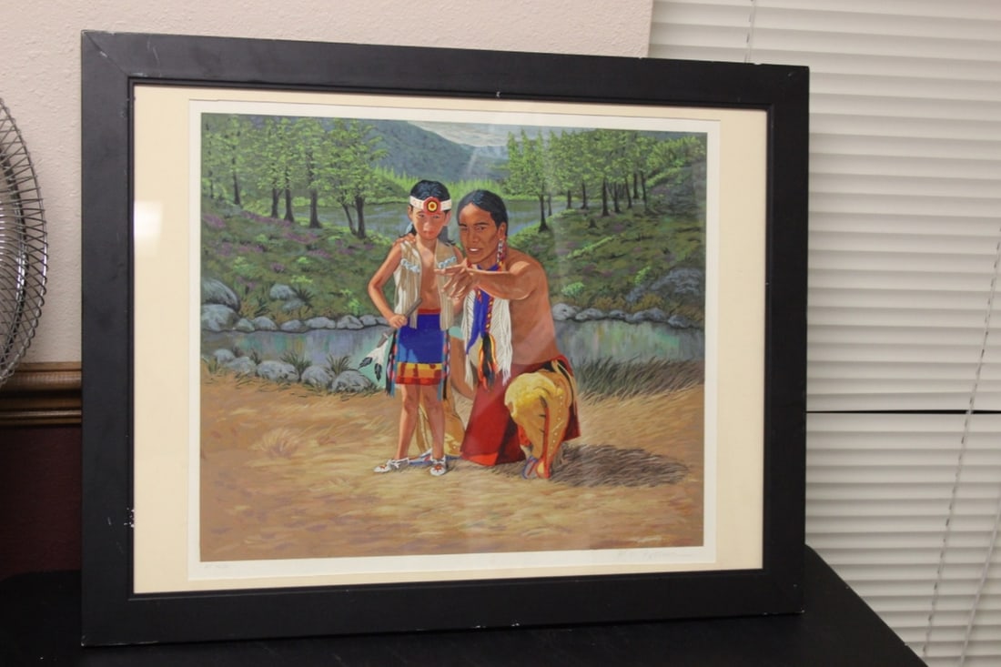 A Limited Signed Print by Ken Freeman: artist proof - with COA - sight= 16" x 19" - frame overall=27" x 21 1/2" - signed and numbered