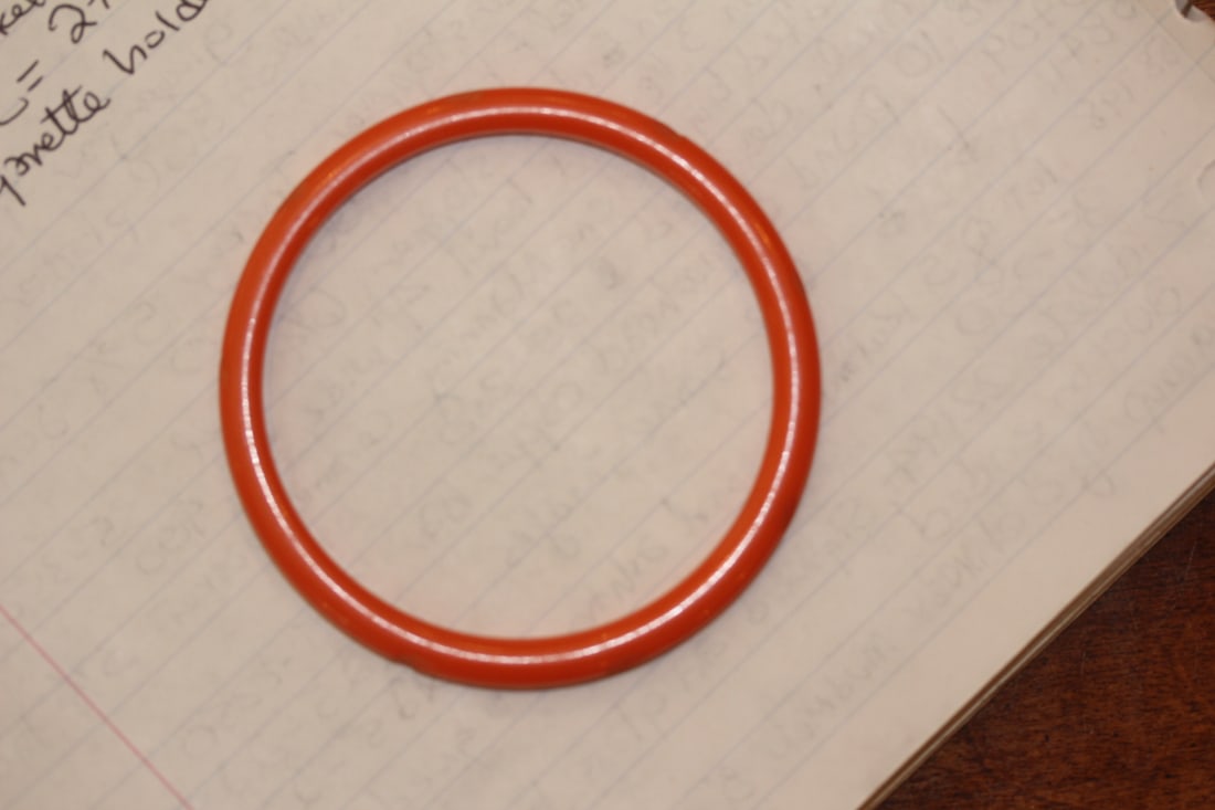Thin Carved Bakelite Bangle Bracelet: inside diameter= 2 3/8"
