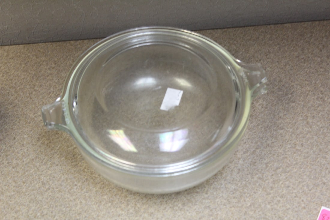 Iridescent Clear Casserole Bowl: 6 7/8" across