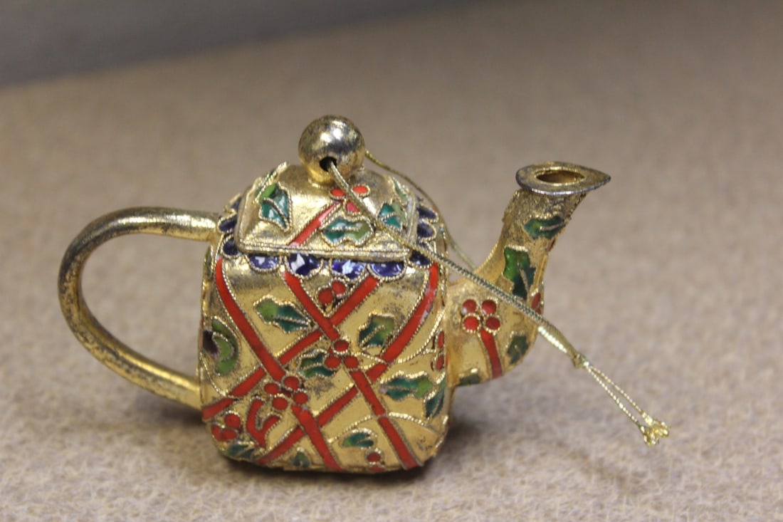 Cloisonne Ornament Teapot: 3 1/4" in diameter