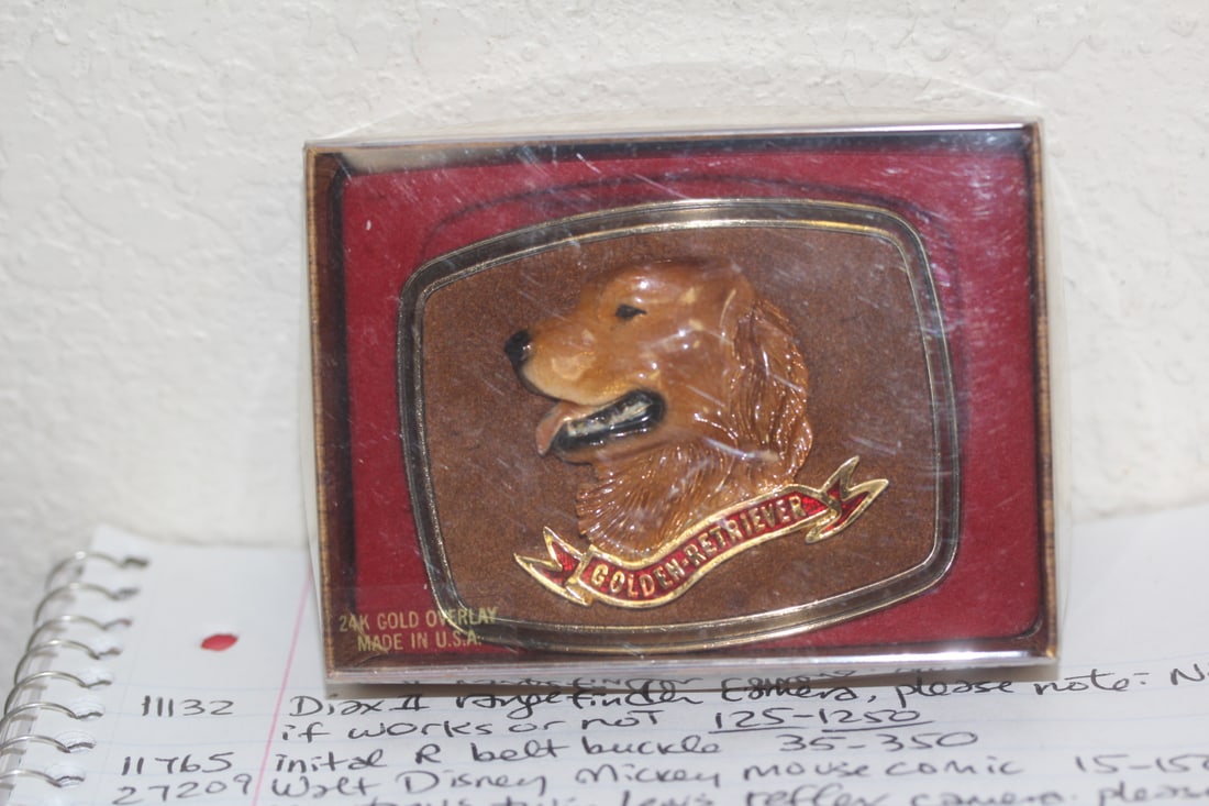 Enamel Dog Belt Buckle: 3" long