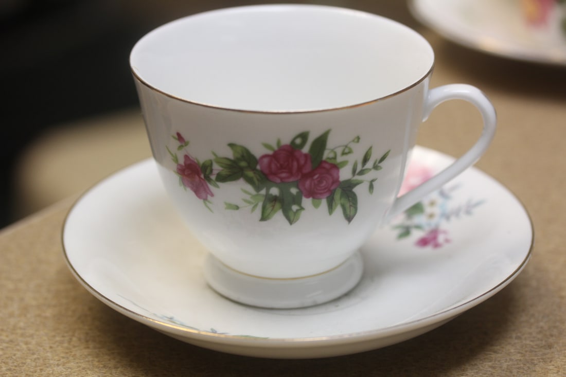 China Cup and Saucer: cup= 3" tall