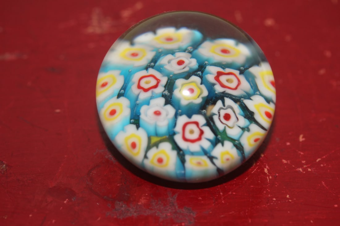 Small Milifiori Art Glass Paperweight: 1 7/8" in diameter