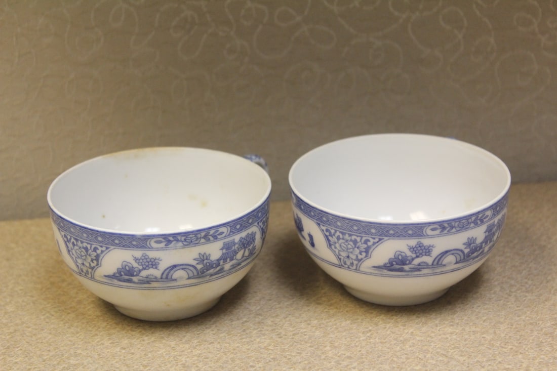 Noritake Blue and White Oriental Cup: 3 5/8" in diameter